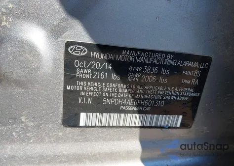 2015 Hyundai Elantra Se из США, поврежденный, VIN 5NPDH4AE6FH601310